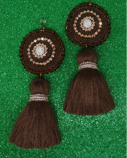 Háčkované  dizajnové náušnice "Čokoládky"